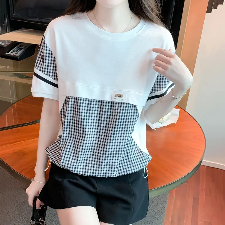 LUYOUYE Drop Shoulder Sleeve T Shirt Women's-8