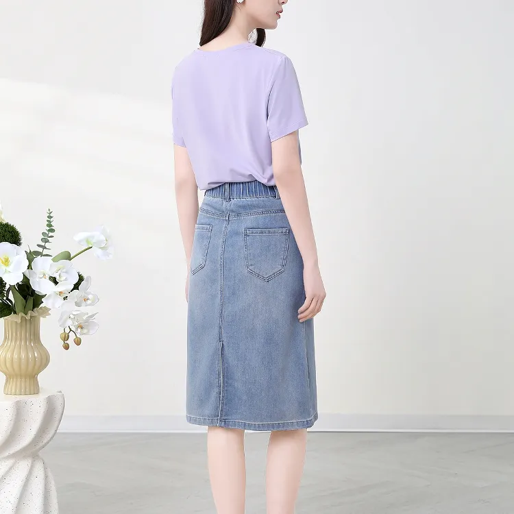 LUYOUYE Set in Sleeve T Shirt Women's Light Purple-1