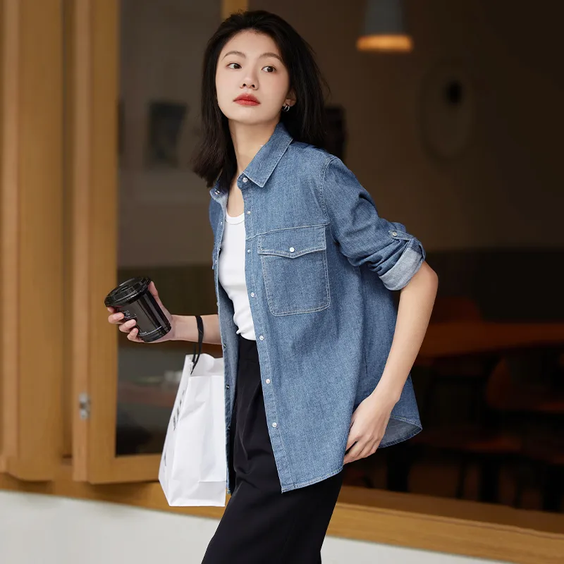 LUYOUYE Shirt Women's Light Blue-5