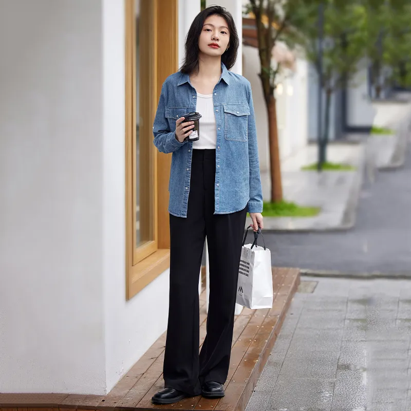 LUYOUYE Shirt Women's Light Blue-3