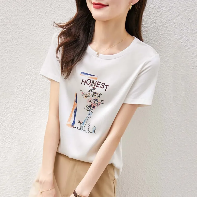 LUYOUYE Regular T Shirt Women's White-2