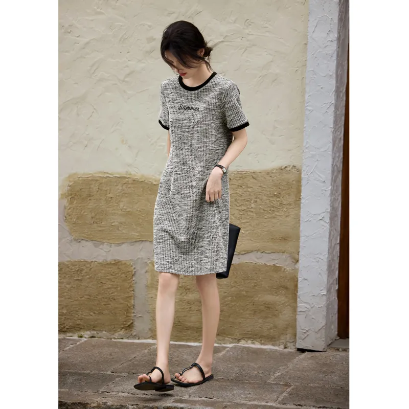 LUYOUYE Short Sleeved Dress Women's Black White-3