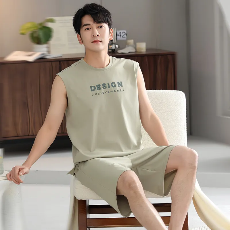 LUYOUYE Pajama Set Men's Grass Green-1