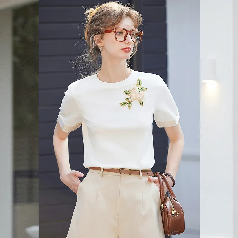 LUYOUYE T Shirts Women's White-2
