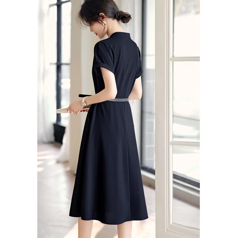 LUYOUYE Short Sleeved Dress Women's Navy Blue-1
