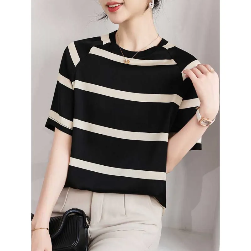 LUYOUYE T Shirt Women's Black White-2