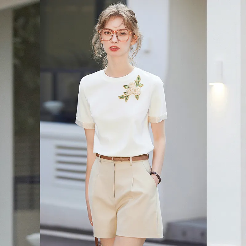 LUYOUYE T Shirts Women's White-4