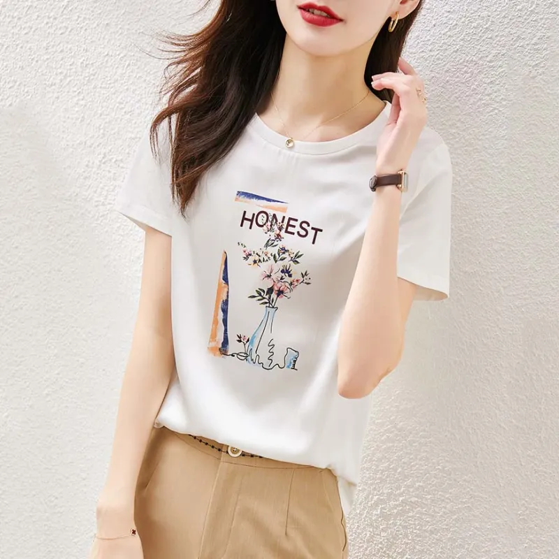 LUYOUYE Regular T Shirt Women's White-5