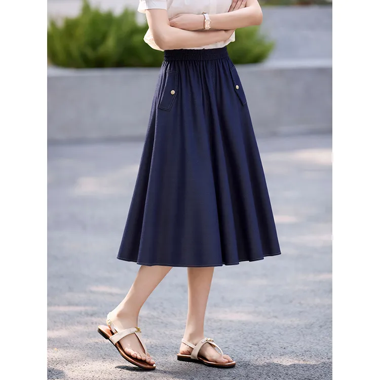 LUYOUYE Denim Long Skirt Women's-3