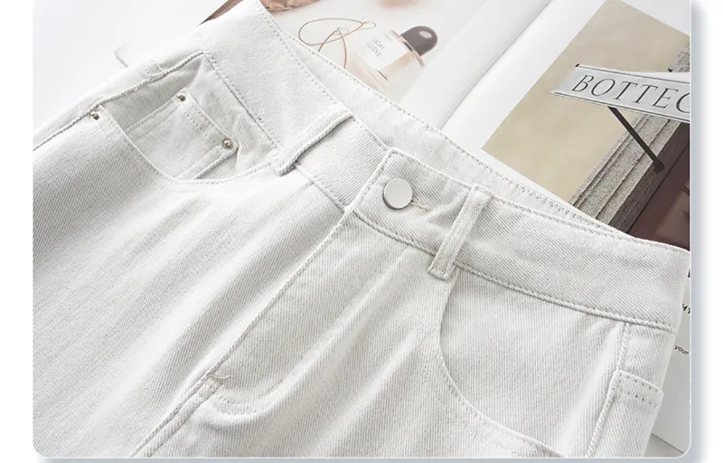 LUYOUYE Jeans Women's White Cropped Pants-3