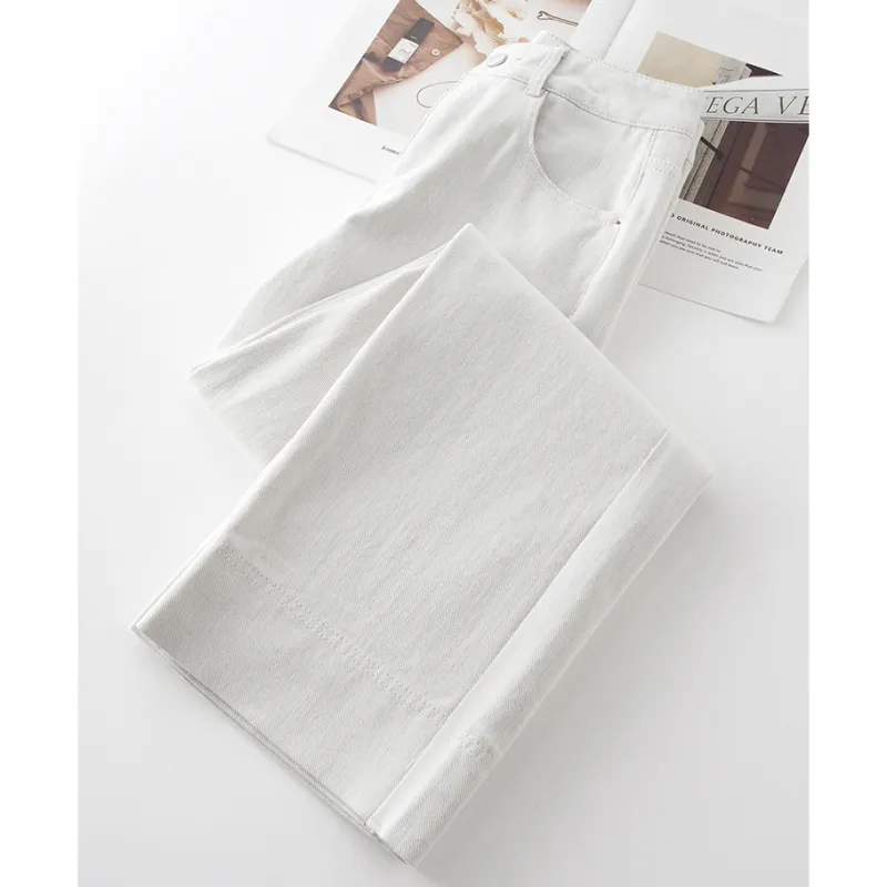 LUYOUYE Jeans Women's White Cropped Pants-2