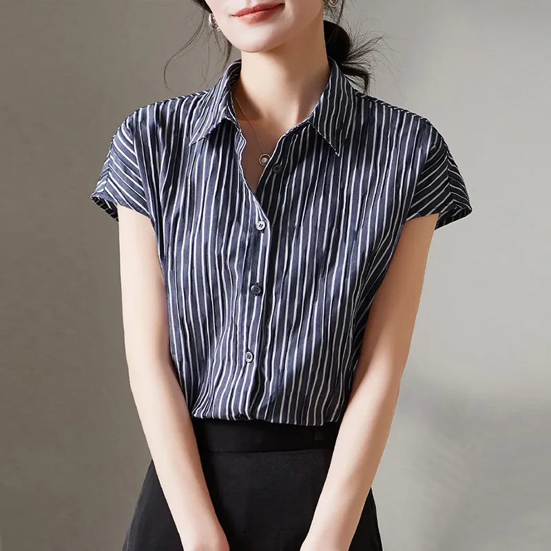 LUYOUYE Shirts Women's Navy Blue-3