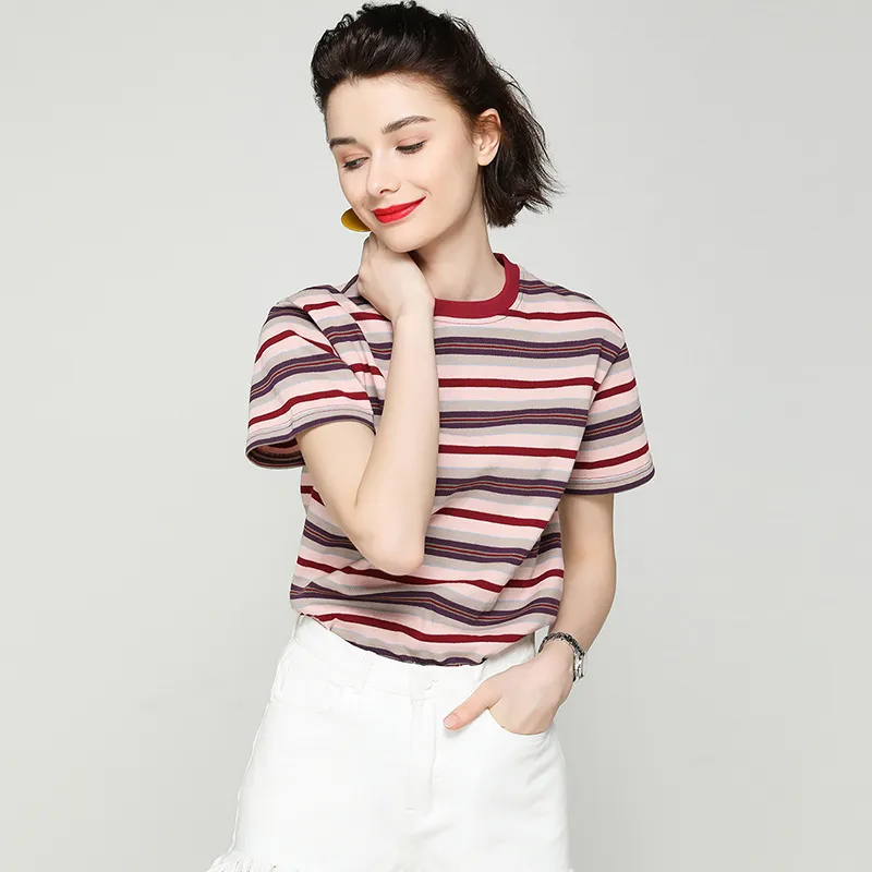 LUYOUYE T Shirts Women's Red Stripes-4
