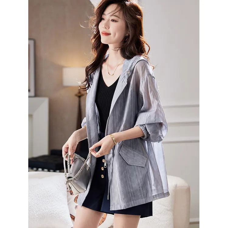 LUYOUYE Trench Coats Women's Gray-3