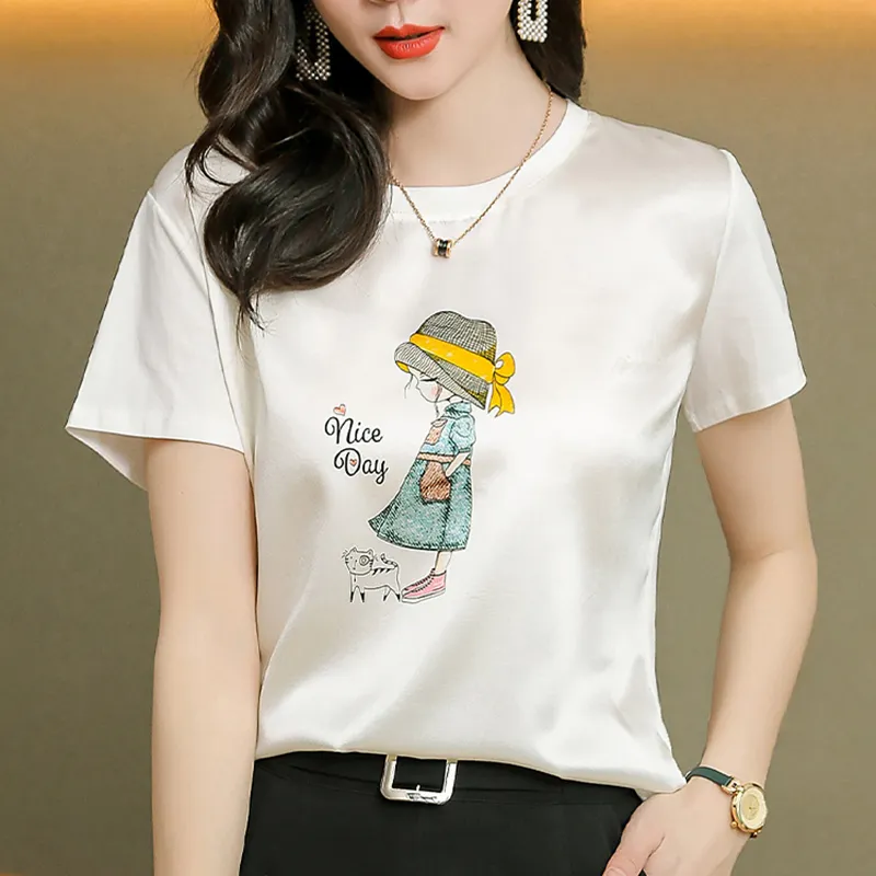 LUYOUYE Regular T Shirt Women's White-4