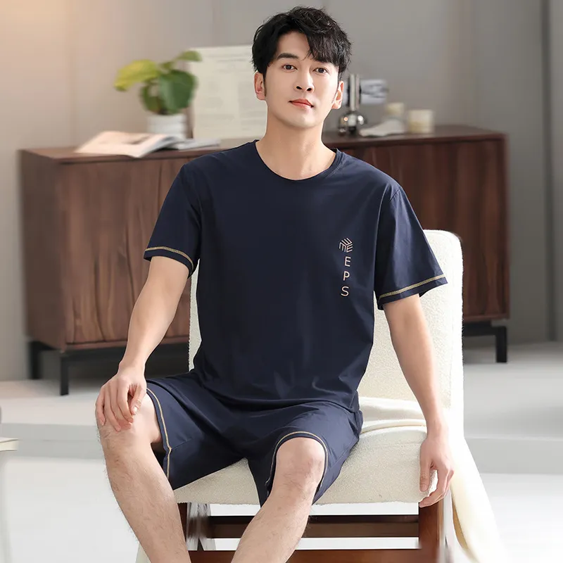 LUYOUYE Pajama Set Men's Navy Blue-3
