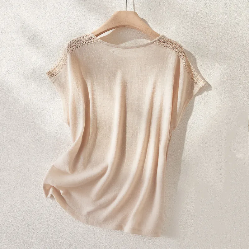 LUYOUYE T Shirts Women's Light Apricot Orange-1