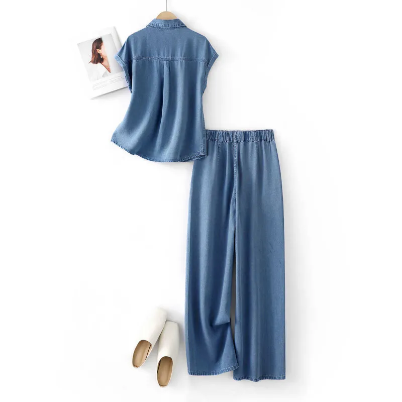 LUYOUYE Casual Suit Women's Denim Blue-1