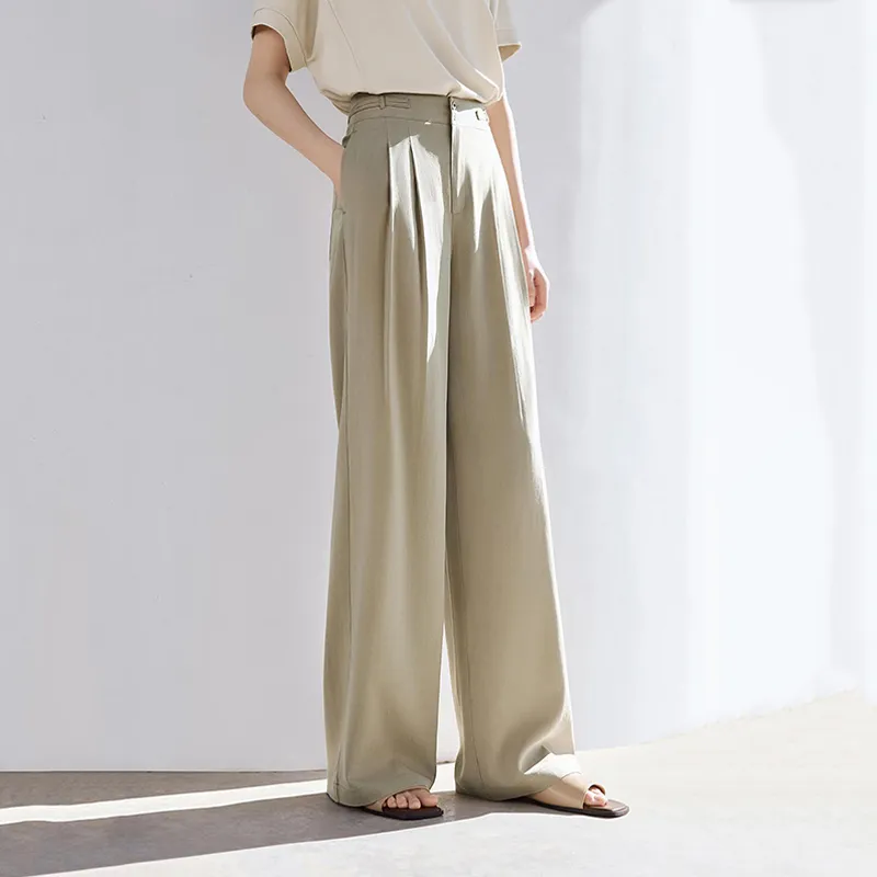 LUYOUYE Casual Pants Women's Linen Brown-1