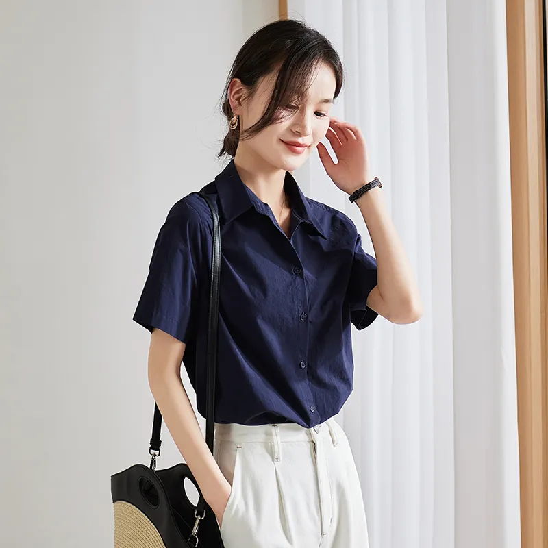 LUYOUYE Shirts Women's Navy Blue-1