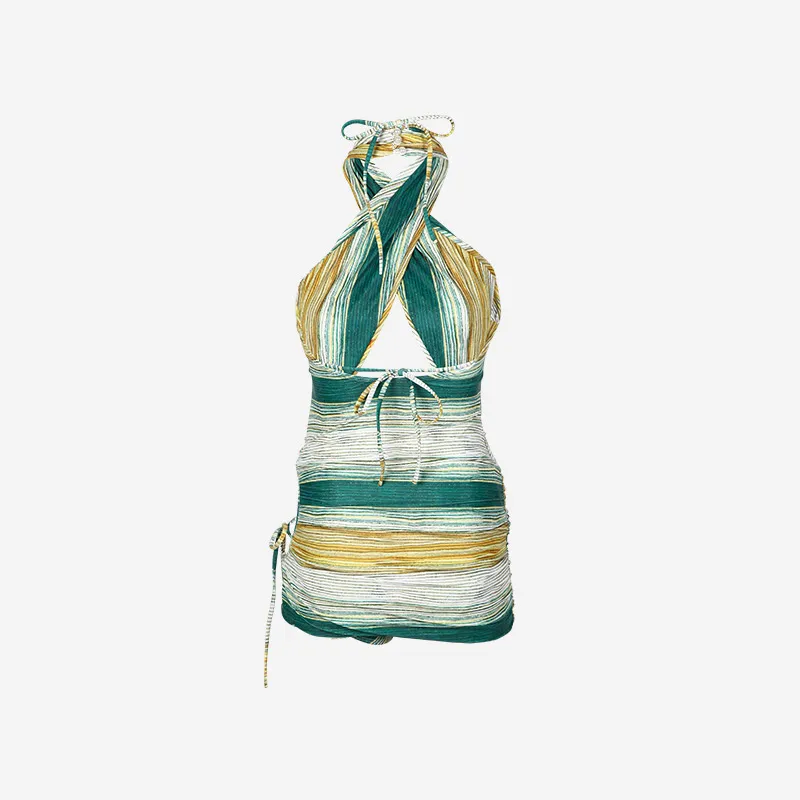 LUYOUYE Bikinis Women's Yellow Green Stripes-2