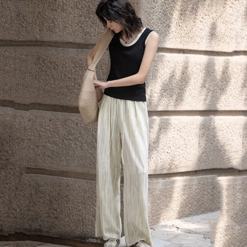 LUYOUYE Casual Pants Women's Beige Yellow-2