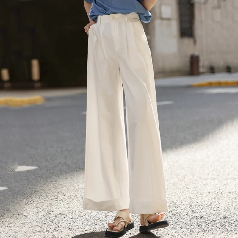 LUYOUYE Casual Pants Women's Gypsum White-5