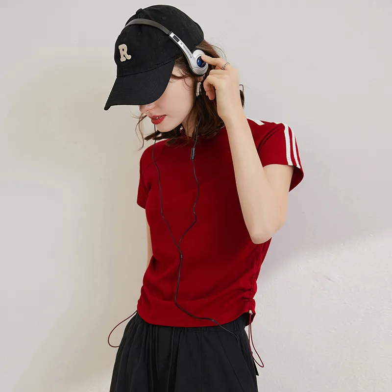 LUYOUYE T Shirts Women's Burgundy-2