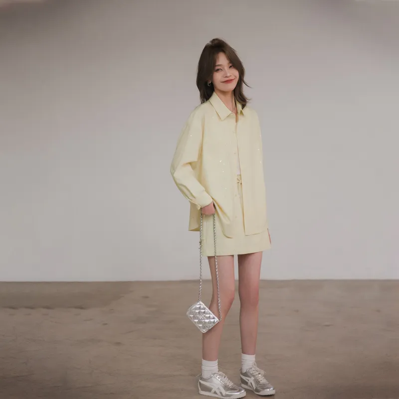 LUYOUYE Skirt Set Women's Yellow-3