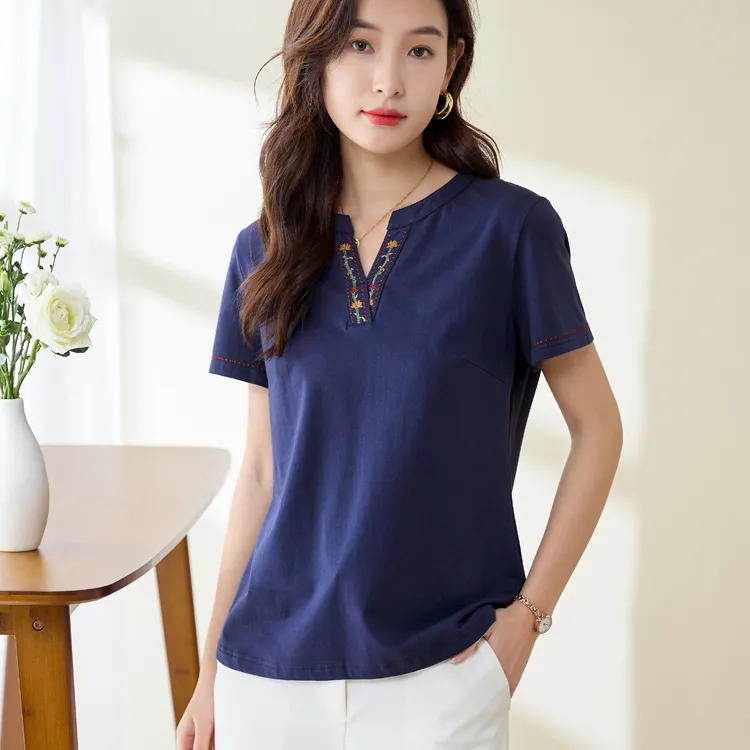 LUYOUYE Regular T Shirt Women's Navy Blue-2