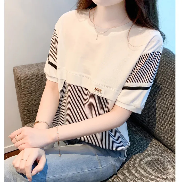 LUYOUYE Drop Shoulder Sleeve T Shirt Women's-4
