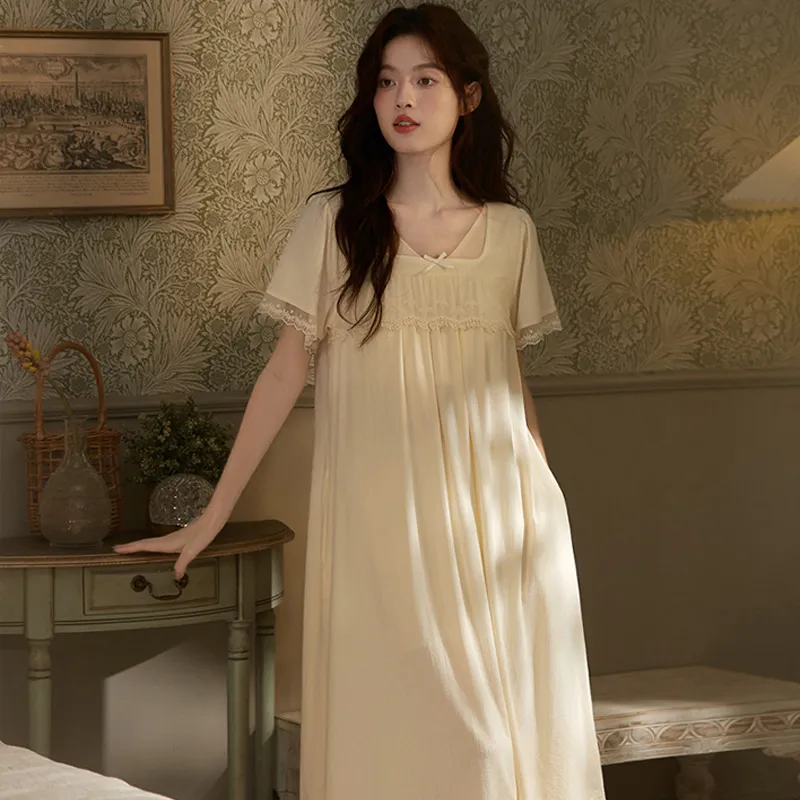 LUYOUYE Nightgown Women's Yellow-4