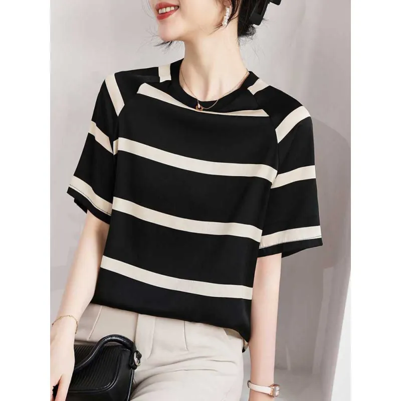 LUYOUYE T Shirt Women's Black White-4