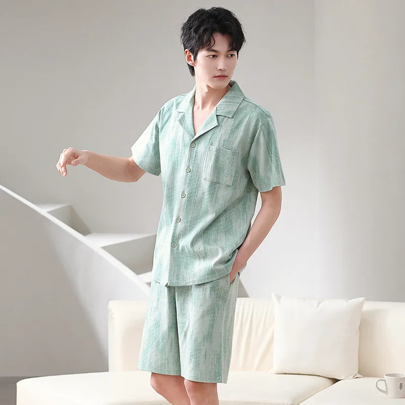 LUYOUYE Pajama Set Men's Grass Green-4