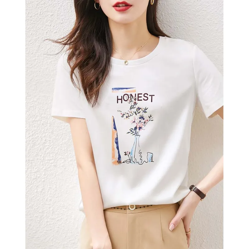 LUYOUYE Regular T Shirt Women's White-3