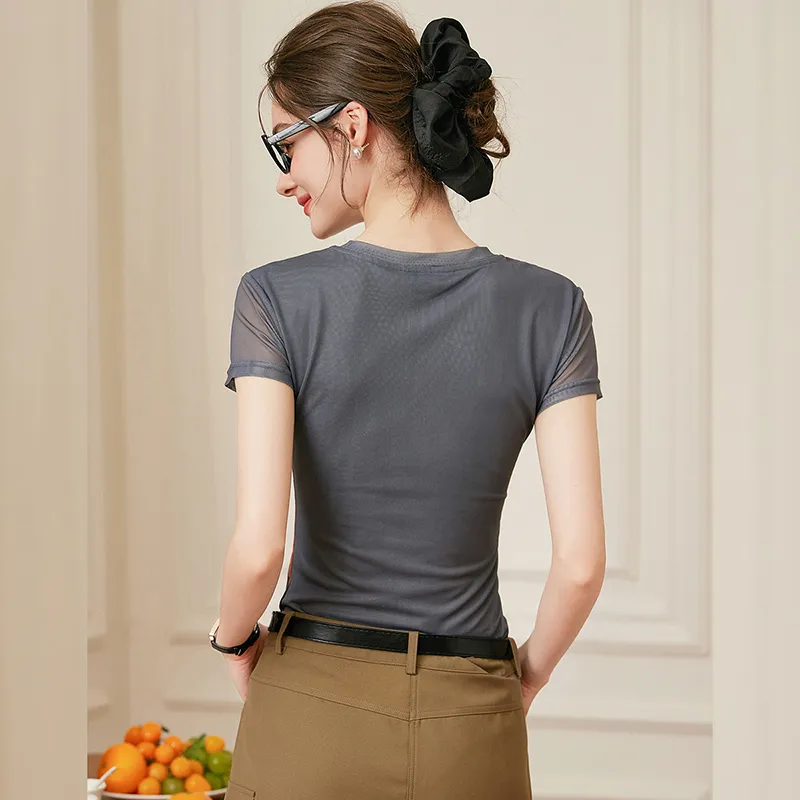 LUYOUYE T Shirts Women's Gray-5