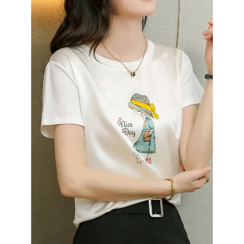 LUYOUYE Regular T Shirt Women's White-1