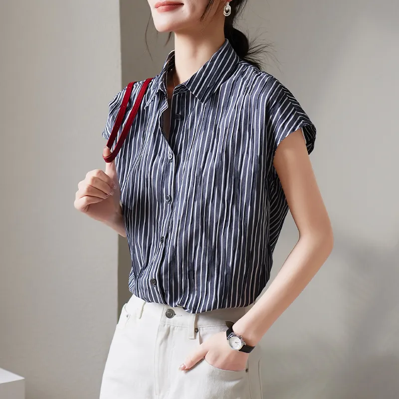 LUYOUYE Shirts Women's Navy Blue-1