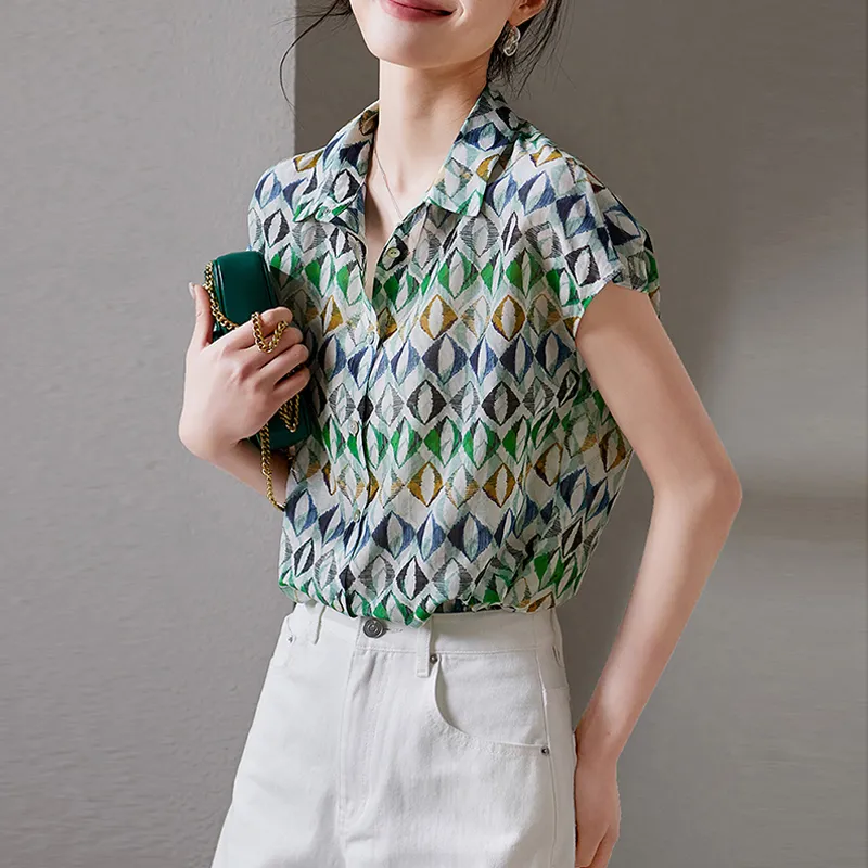 LUYOUYE Shirts Women's Green-2