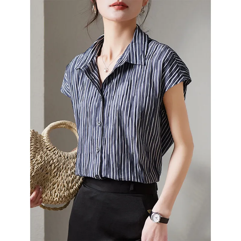 LUYOUYE Shirts Women's Navy Blue-2