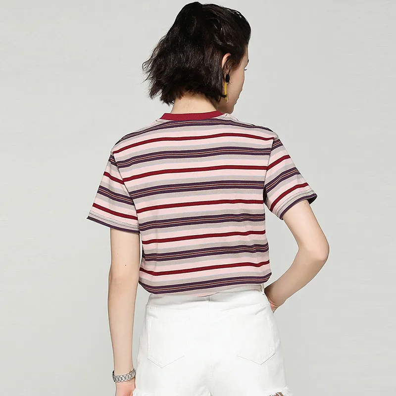 LUYOUYE T Shirts Women's Red Stripes-3