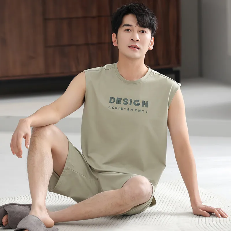 LUYOUYE Pajama Set Men's Grass Green-2