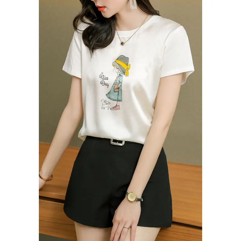 LUYOUYE Regular T Shirt Women's White-2