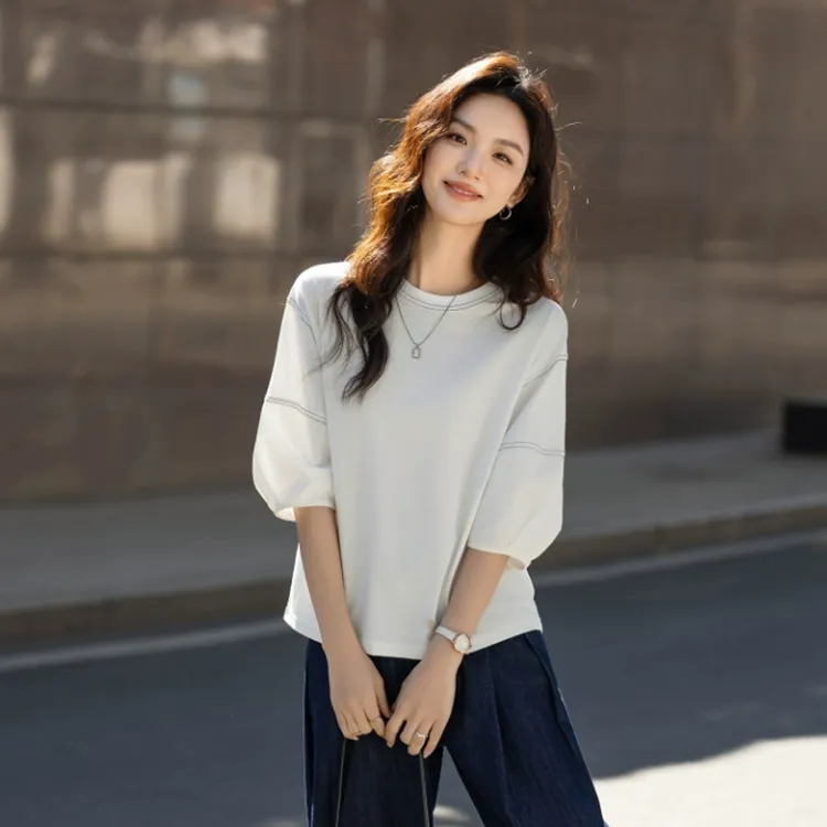 LUYOUYE Lantern Sleeve T Shirt Women's-3