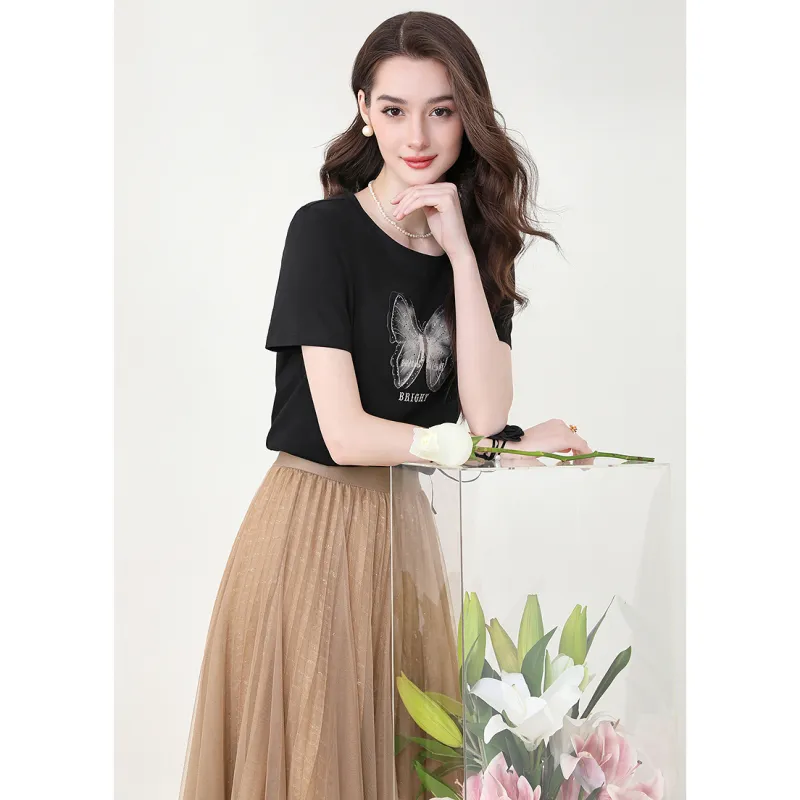 LUYOUYE Set in Sleeve T Shirt Women's-1