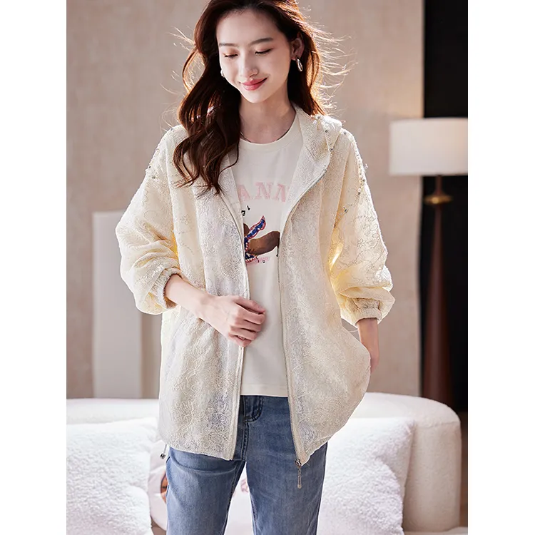 LUYOUYE Trench Coats Women's Ecru-2