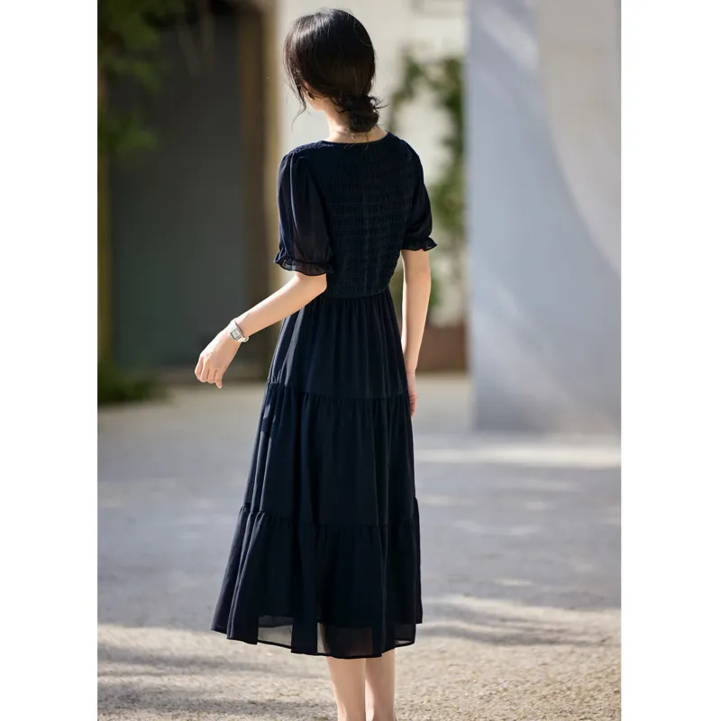 LUYOUYE Short Sleeved Dress Women's Navy Blue-2
