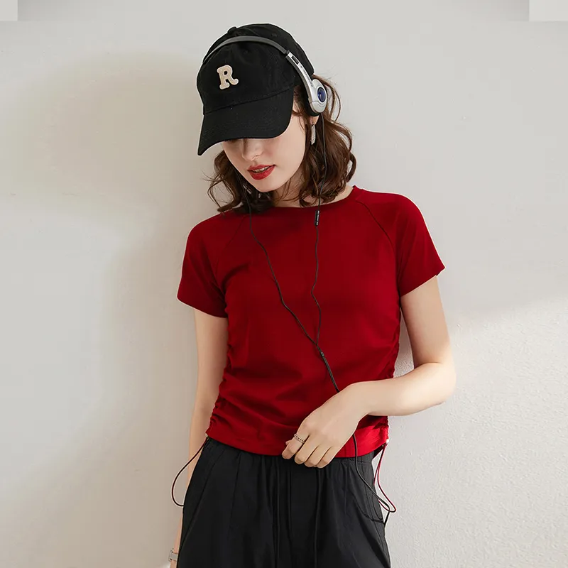 LUYOUYE T Shirts Women's Burgundy-3