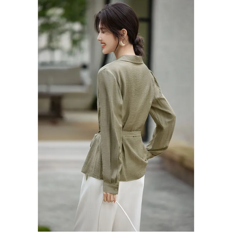LUYOUYE Shirts Women's Light Tea Brown Green-2