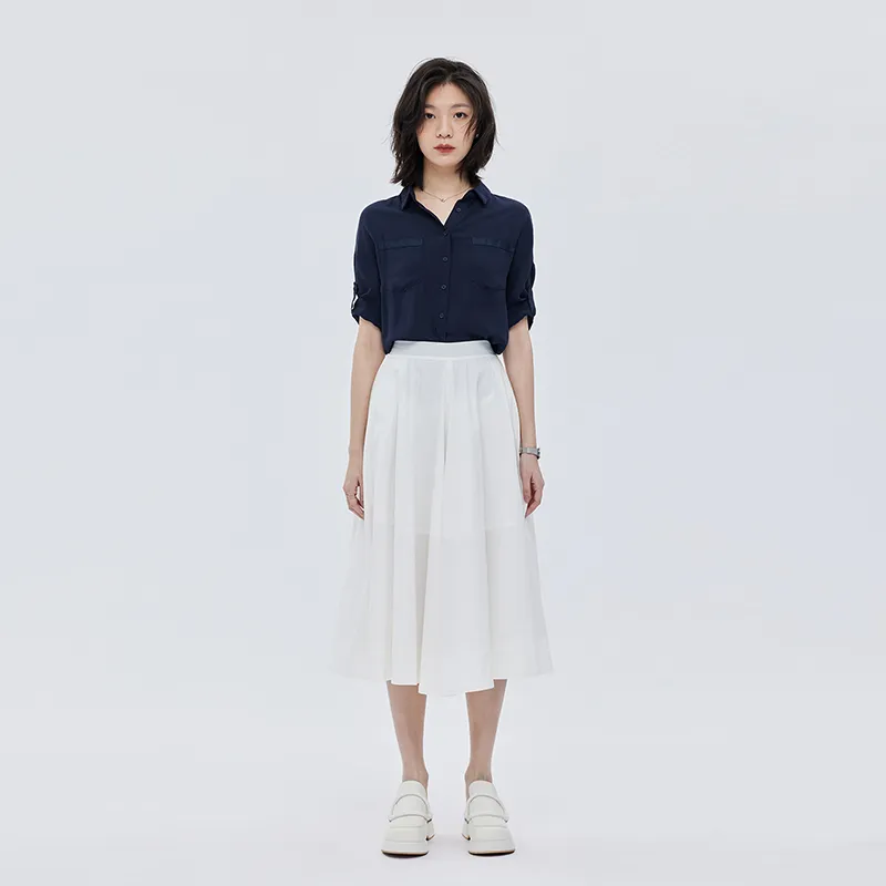 LUYOUYE Short Sleeved Shirt Women's Navy Blue-2